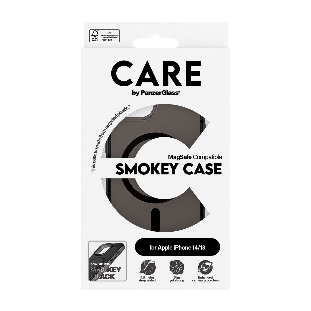 CARE by PanzerGlass® Urban Combat Case Smokey m. Sort MagSafe iPhone 14 | 13